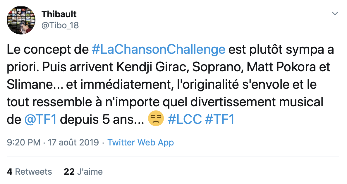Chanson Challenge - La Chanson Challenge - Commentaire - Twitter