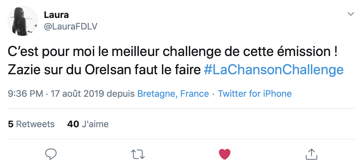 Chanson Challenge - La Chanson Challenge - Commentaire - Twitter