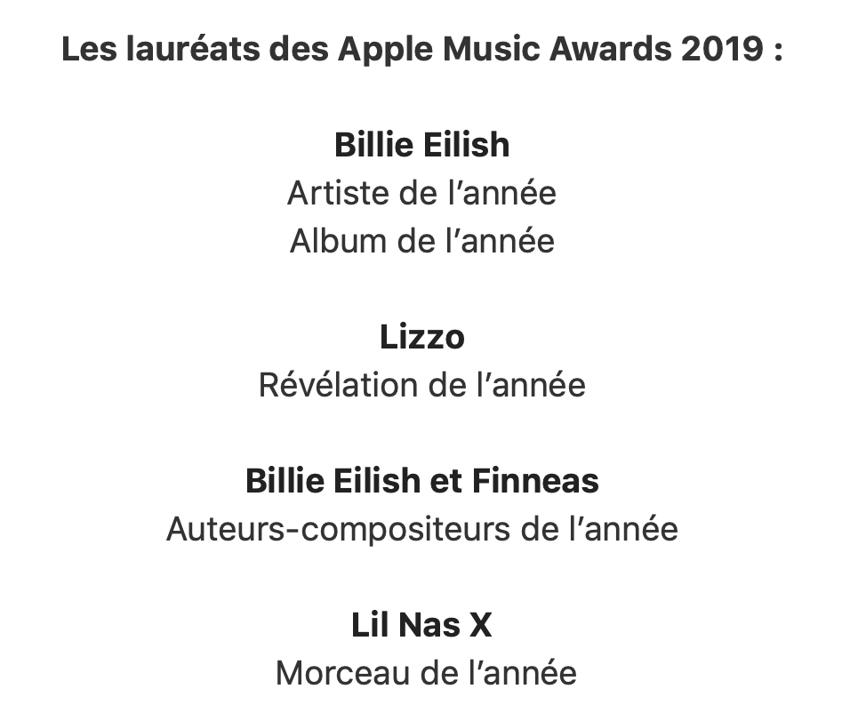 Apple Music Awards 2019 