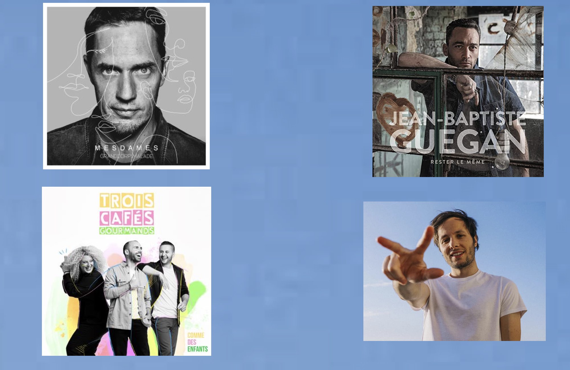 Sorties musicales - Grand corps malade - Jean Baptiste Guegan - Trois cafés gourmands - Vianney