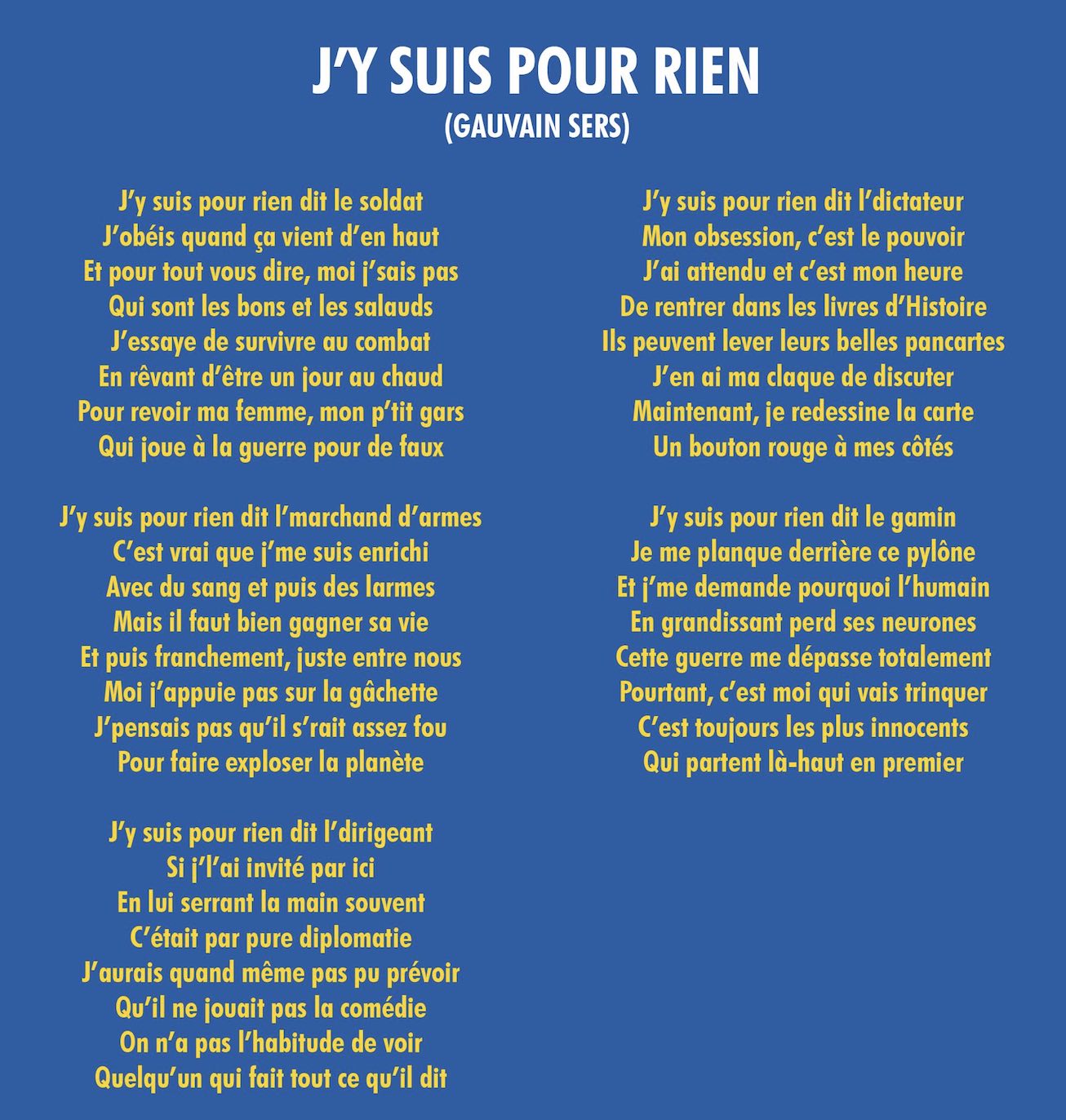 Gauvain sers - j'y suis pour rien - guerre - Ukraine -