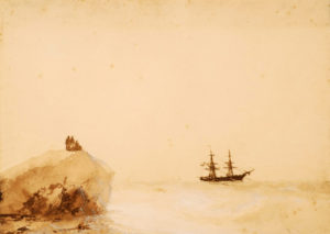 Ivan Aivazovski - L'adieu-symanews - encre noire et aquarelle sur papier teinté