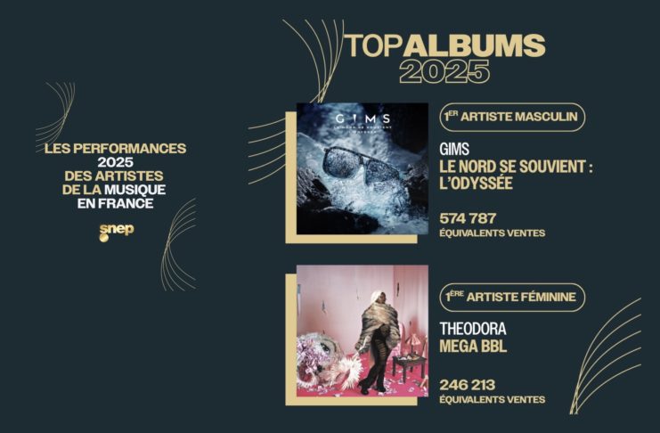 Les albums les plus vendus en 2025 sont… Top albums - meilleures ventes d'albums 2025 - Gims - Theodora -