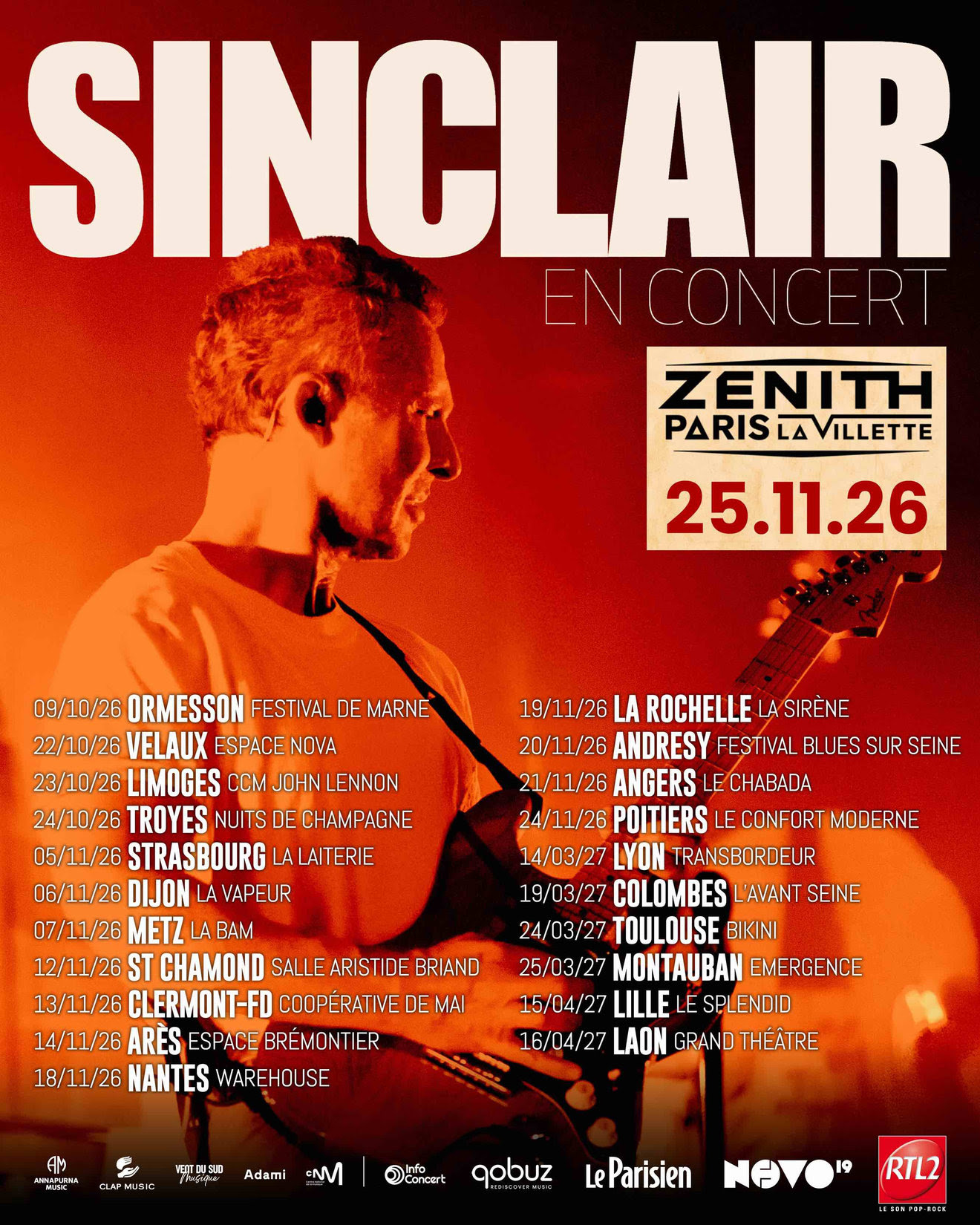 Sinclair - tournée 2026